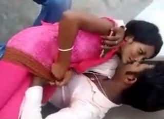 Desi Young Couple Outdoor Romance