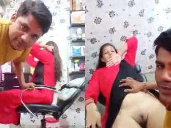 Desi couple romance in Beauty parlour