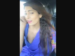 Sexy Babe Nikita Soni Yummy Cleavage and Hot Navel Show In Car