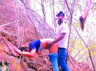 Risky Quick Public Sex in Jungle with Big Tits Girlfriend