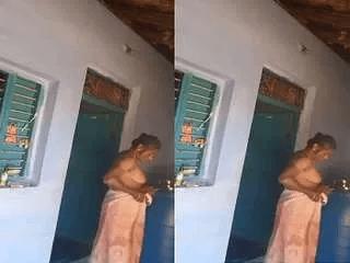 Tamil Bhabhi Wearing Cloths After Bath Record By Dewar