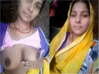 Desi Village Bhabhi Showing Her Boobs and Pussy