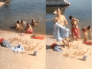 Rajasthani Womans Out Door Bathing