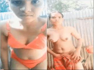 Desi Bangla Bhabhi Wearing Cloths After Bathing