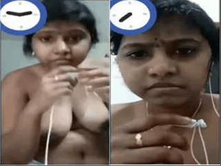 Desi Bhabhi Shows her Boobs and Pussy On Vc