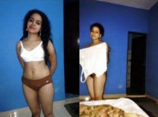 Cute Shy Mallu GF gets Recorded Fully NUDE by her Boyfriend while having some Fun Part 1