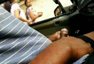 flashing dick in car in front of girls 2