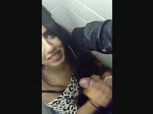 Desi girl sucking dick in public toilet