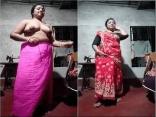 Desi Boudi Strip Her Saree Showing Her Boobs and Pussy