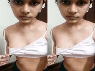 Super Horny Cute Desi girl Shows her Boobs and Fingering Part 3